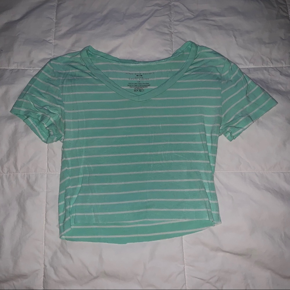 Mint Green Striped Tee